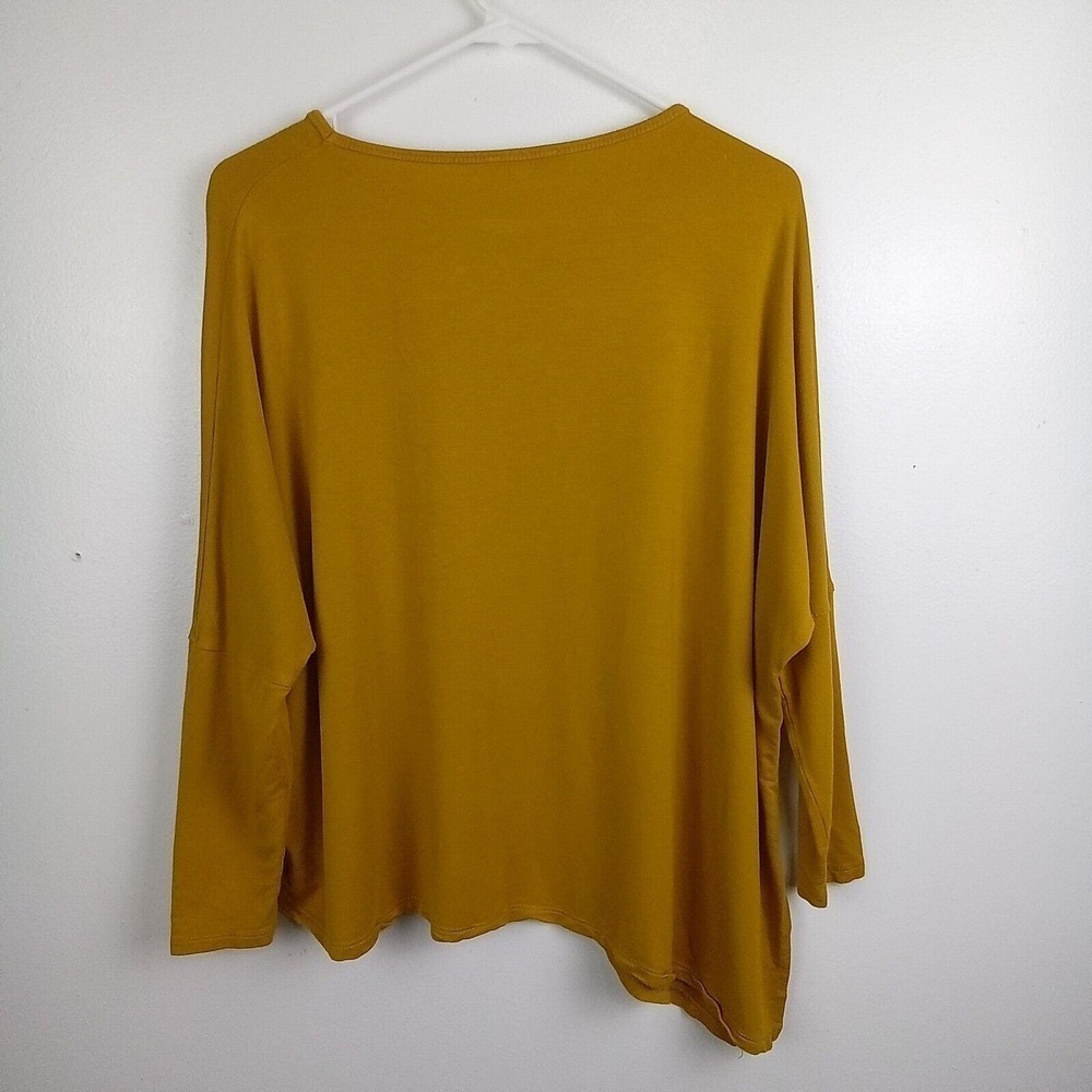 Zara WB Collection Shirt Women's Size Medium Mustard 3/4 Sleeve Asymmetrical - Picture 7 of 7